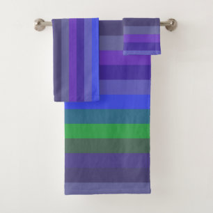 Bold Jewel Tone Retro Stripe Pattern Bath Towel Set