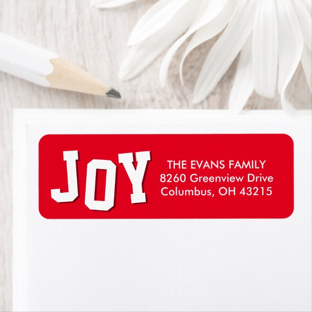 Bold joy fun red Christmas holiday return address (Insitu)