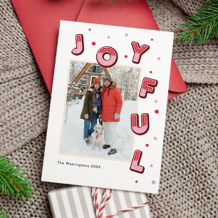 Bold Joyful 3D Typography Christmas Photo  Holiday Card