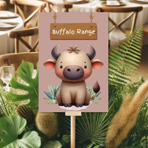 Bold Jungle Safari Buffalo Table Sign Number