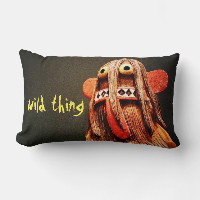 Bold Kachina Doll Face Photo Wild Thing Quote Cute Lumbar Pillow (Front)