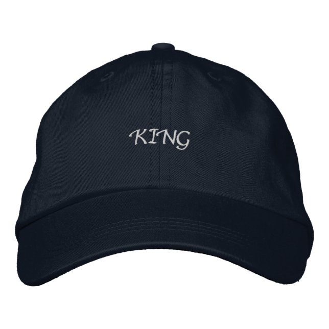 Bold King Text Navy Cap - Premium Cotton Men's Hat (Front)