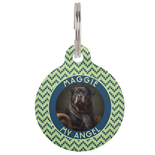 Bold Kitten Owner Gift Chevron Pattern Pet Tag (Front)