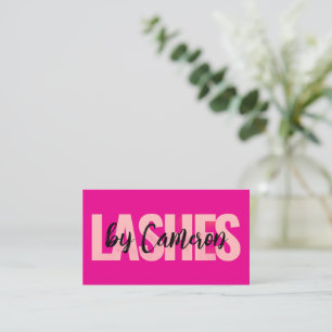 Bold Lash Artist Business Card Hot Pink Background