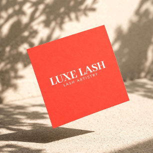 Bold Lash Artist Minimalist Bright Red Square Business Card