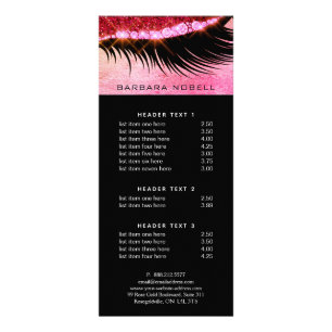 Bold Lashes Lash Makeup Service Menu Pink