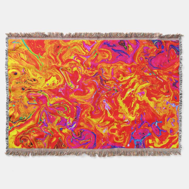 Bold Lava Colours Abstract Design Throw Blanket (Front)