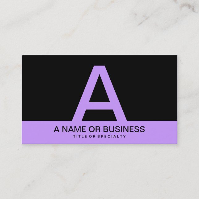bold LAVENDER monogram Business Card (Front)