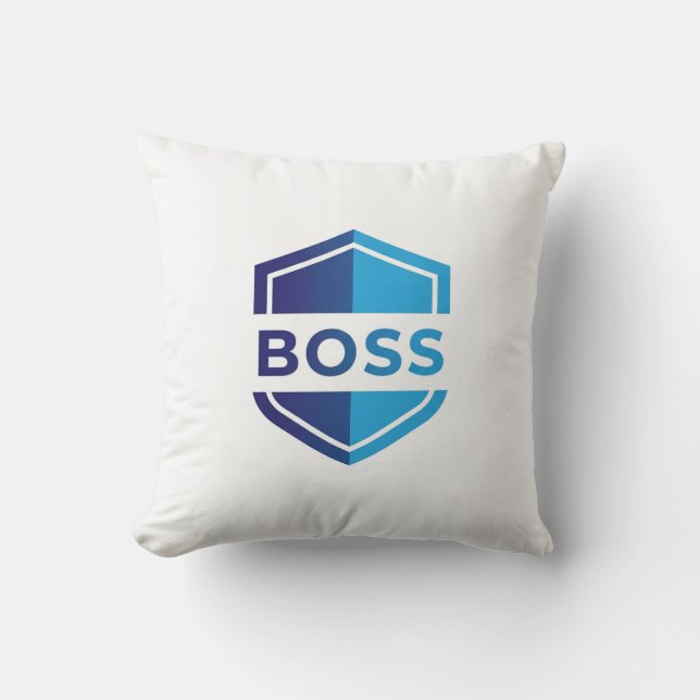 Bold Leadership Emblem Boss Throw Pillow (Front)