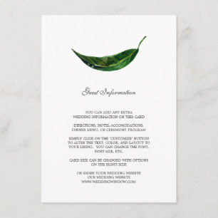 Bold Leaves Guest Information Card / Dark Green