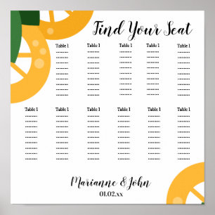 Bold Lemon Slices Wedding Seating Chart
