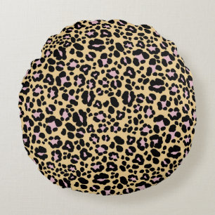 Bold Leopard Animal Print Glam 1 Round Pillow