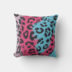 Bold Leopard Print in Colours Design Throw Pillow