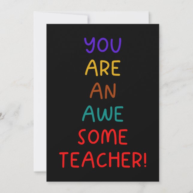 Bold Lettering Awesome Teacher Greeting Card (Front)