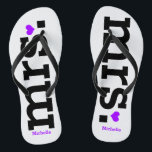 Bold Lettering (purple) Bride Flip Flops<br><div class="desc">Fun,  custom wedding flip flops</div>