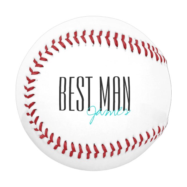 Bold Letters "Best Man" Personalized Wedding Party Baseball (Front Left)