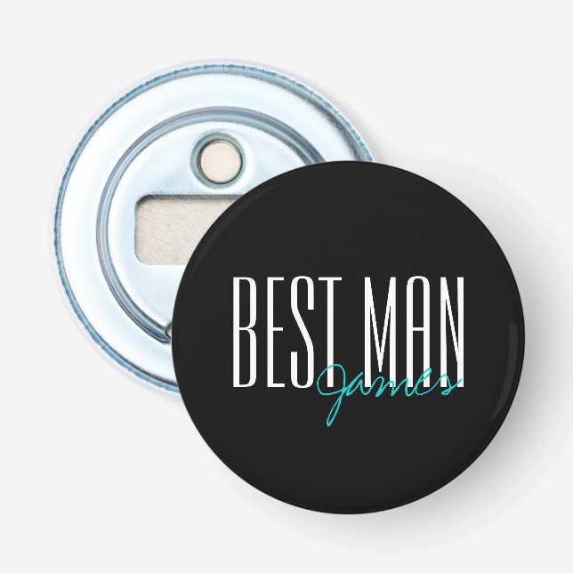 Bold Letters "Best Man" Personalized Wedding Party Bottle Opener (Front)