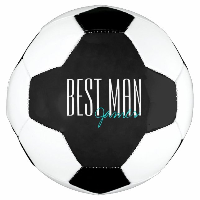 Bold Letters "Best Man" Personalized Wedding Party Soccer Ball (Front)