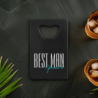 Bold Letters "Best Man" Personalized Wedding Party Wallet Bottle Opener