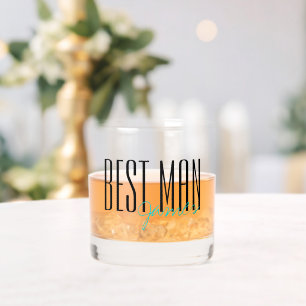 Bold Letters "Best Man" Personalized Wedding Party Whiskey Glass