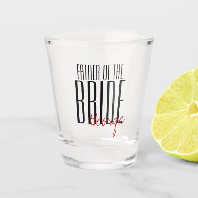 Bold Letters "Father of the Bride" Wedding Party Shot Glass (Front)