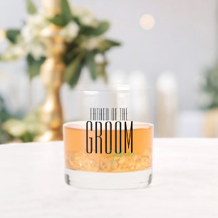 Bold Letters "Father of the Groom" Wedding Party Whiskey Glass
