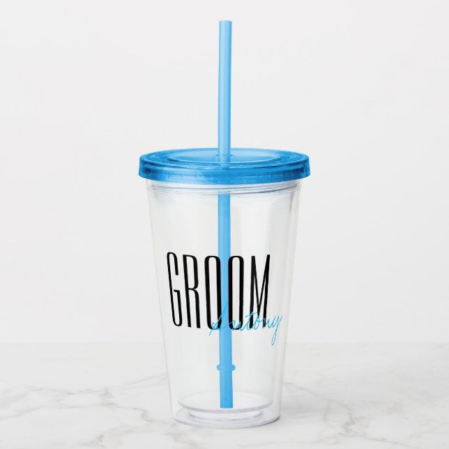 Bold Letters "Groom" Personalized Wedding Acrylic Tumbler (Front)