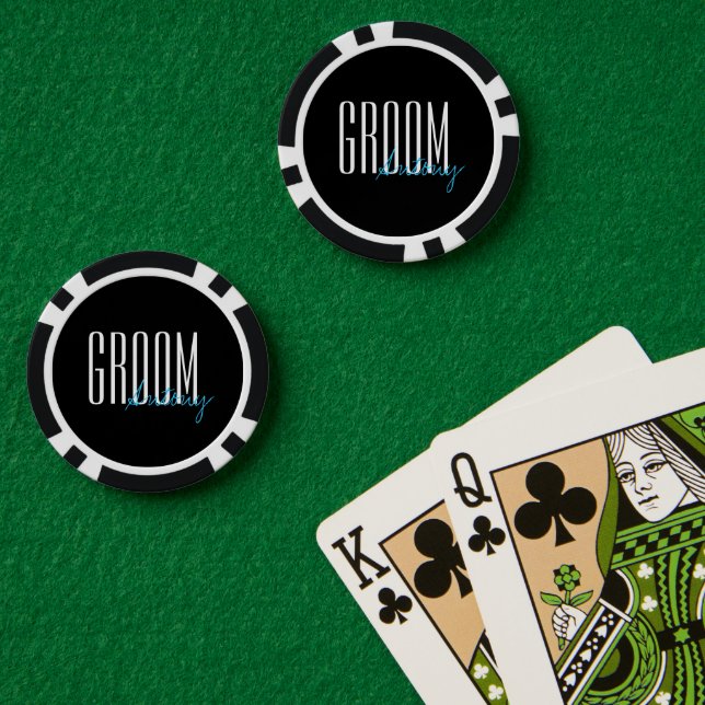 Bold Letters "Groom" Personalized Wedding Party Poker Chips (Poker Table (Double))