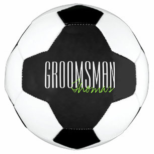 Bold Letters "Groomsman" Custom Wedding Party Soccer Ball
