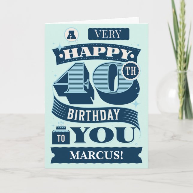 Bold Letters Happy 40th Birthday Card (Front)