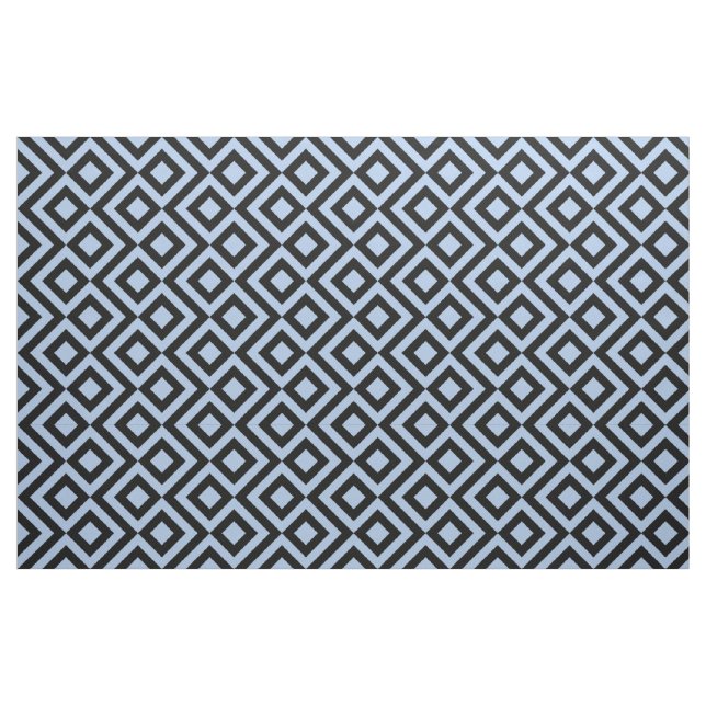 Bold Light Blue & Black Meander Geometric Pattern Fabric (Fat Quarter)