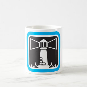 Bold Lighthouse Beacon with Ocean Waves Icon  Coffee Mug
