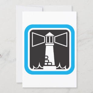 Bold Lighthouse Beacon with Ocean Waves Icon  Invitation