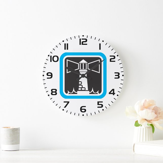 Bold Lighthouse Beacon with Ocean Waves Icon  Large Clock (Creator Uploaded)