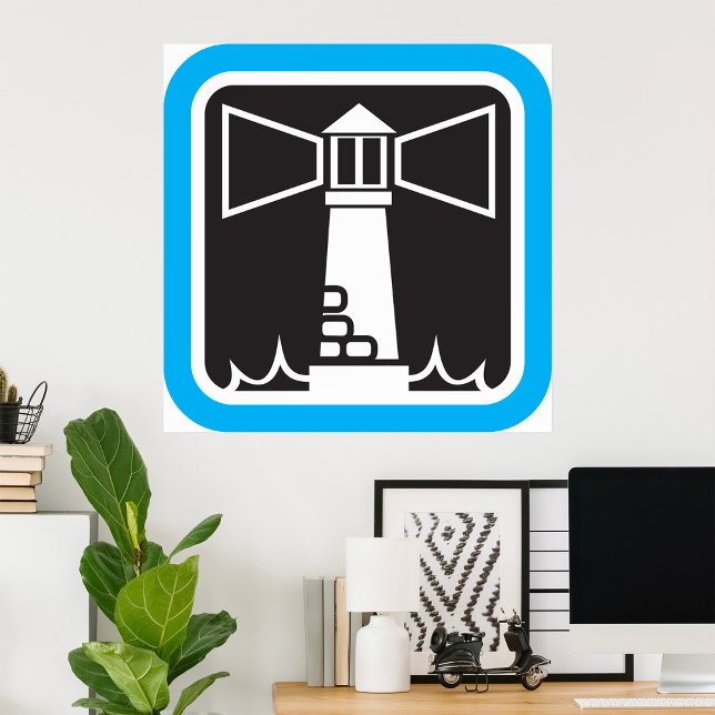 Bold Lighthouse Beacon with Ocean Waves Icon  Poster (Creator Uploaded)