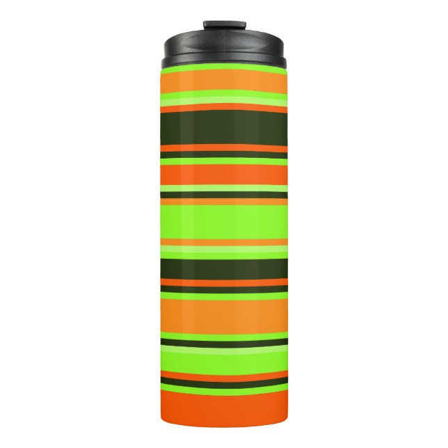Bold Lime, Orange, and Tangerine Striped Tumbler (Front)