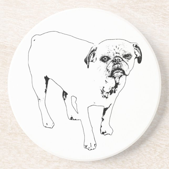 Bold Line Dog Coaster For Joyful Gatherings (Front)
