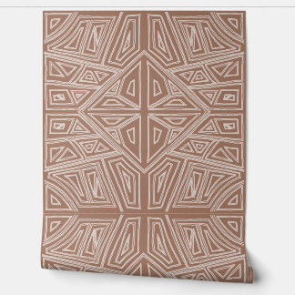 Bold Lines - Symmetrical Tile - Mocha and Beige Wallpaper
