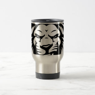 Bold Lion Head Coffee Mug – Black and White King