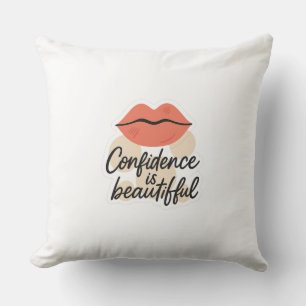 Bold Lip Art with Positive Vibes – Transparent Des Throw Pillow