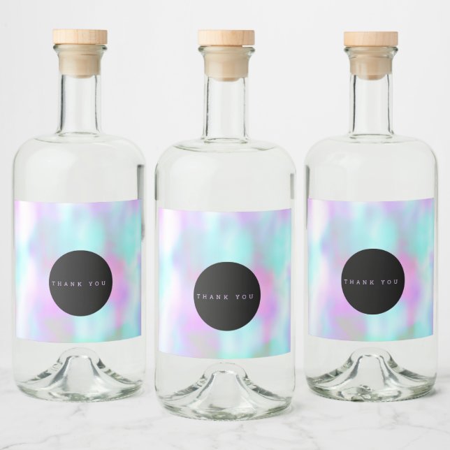 Bold Liquid Ink Marble Pink Colourful Wedding Liquor Bottle Label (Bottles)