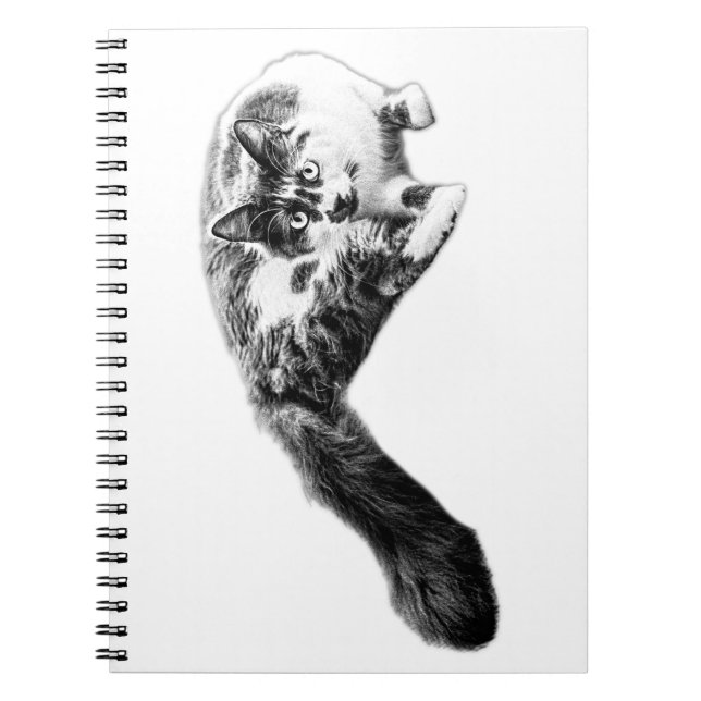 Bold Long‑Tail Cat Portrait Notebook (Front)