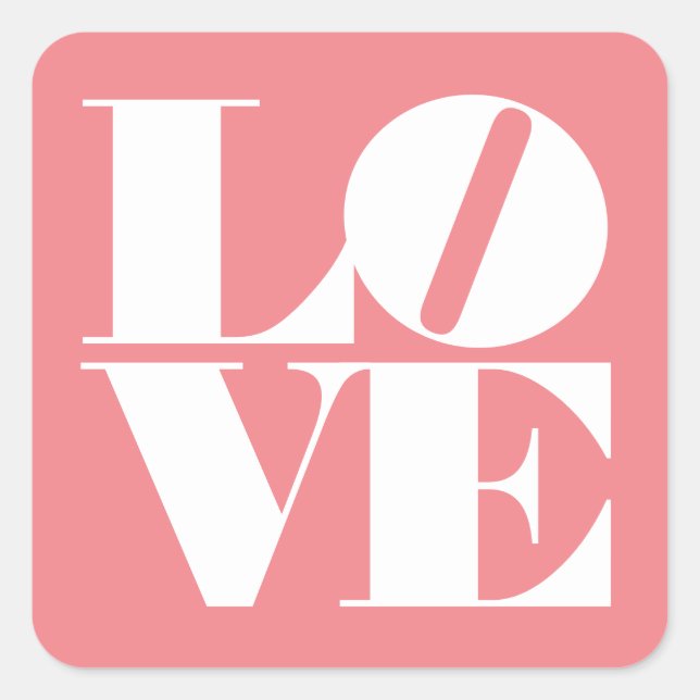 Bold Love White Pink Valentine's Square Sticker (Front)