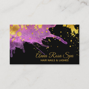 *~*Bold Luxe Pink Glam Watercolor Gold Abstract Business Card