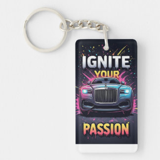Bold Luxury Car Graphic And Dynamic Colour Splash Keychain