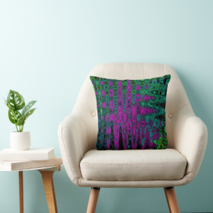 Bold Magenta Abstract Groovy Atomic Waves Throw Pillow