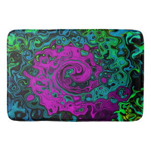 Bold Magenta Abstract Groovy Liquid Art Swirl Bath Mat