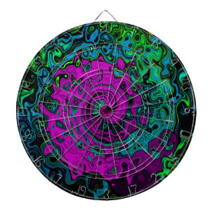 Bold Magenta Abstract Groovy Liquid Art Swirl Dartboard