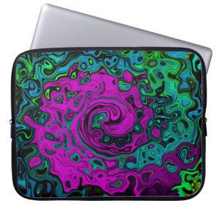 Bold Magenta Abstract Groovy Liquid Art Swirl Laptop Sleeve