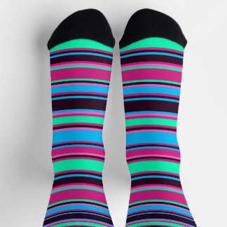 Bold Magenta, Aqua, & Blue Crew Socks